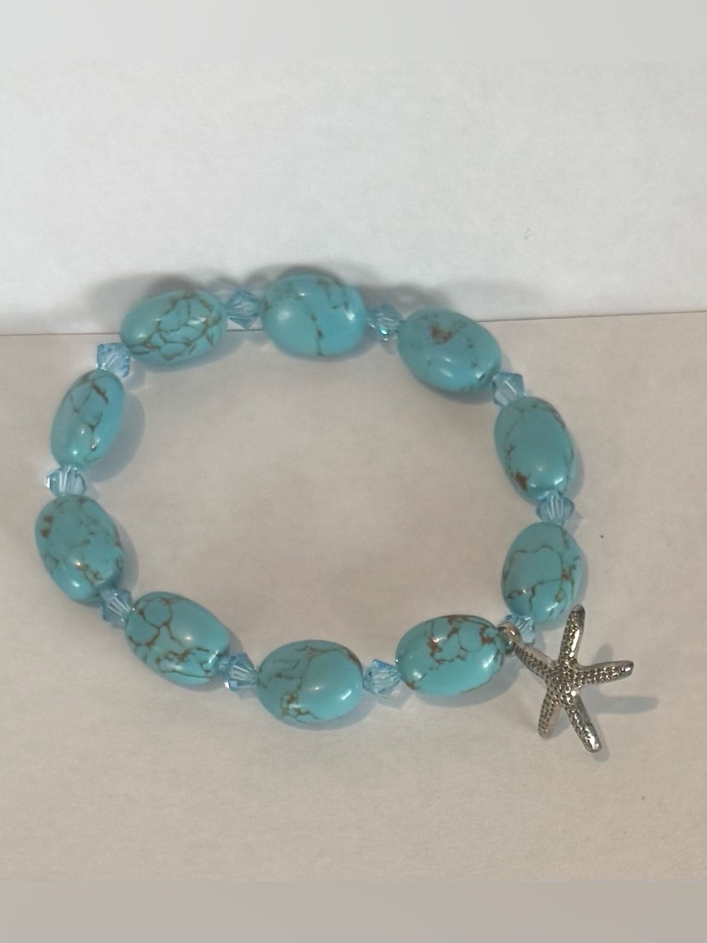 Turquoise Beaded Starfish Stretch Bracelet